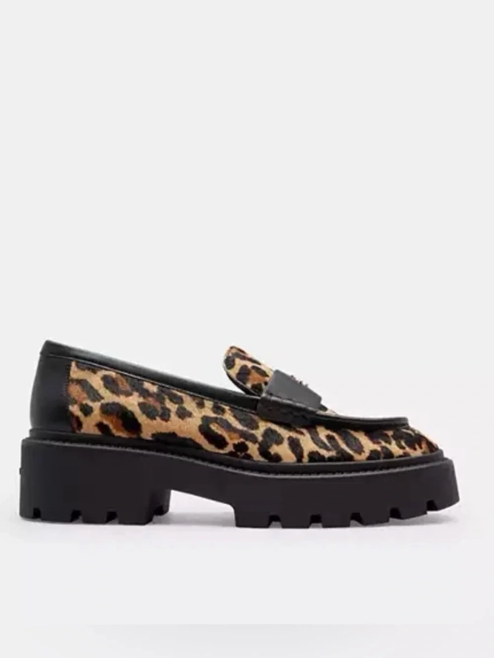 NWT COACH LUCY LEOPARD PRINT PLATFORM LOAFERS | 7.5W